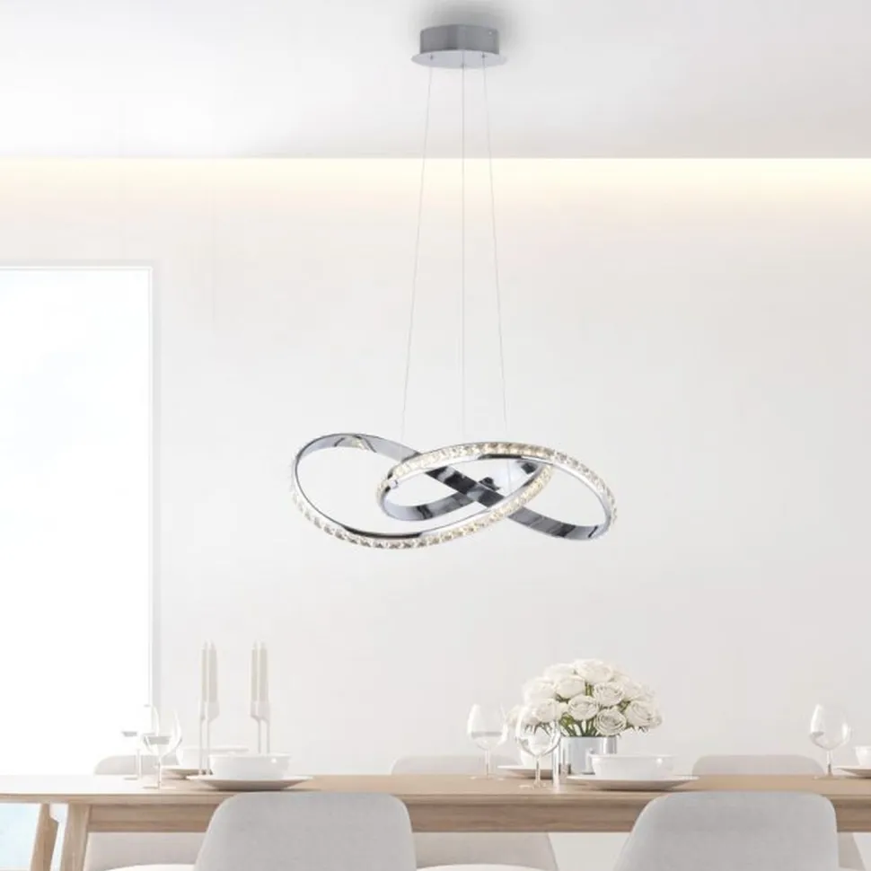 LED Hängelampe in Chrom dimmbar 30 W L:57 cm elegant