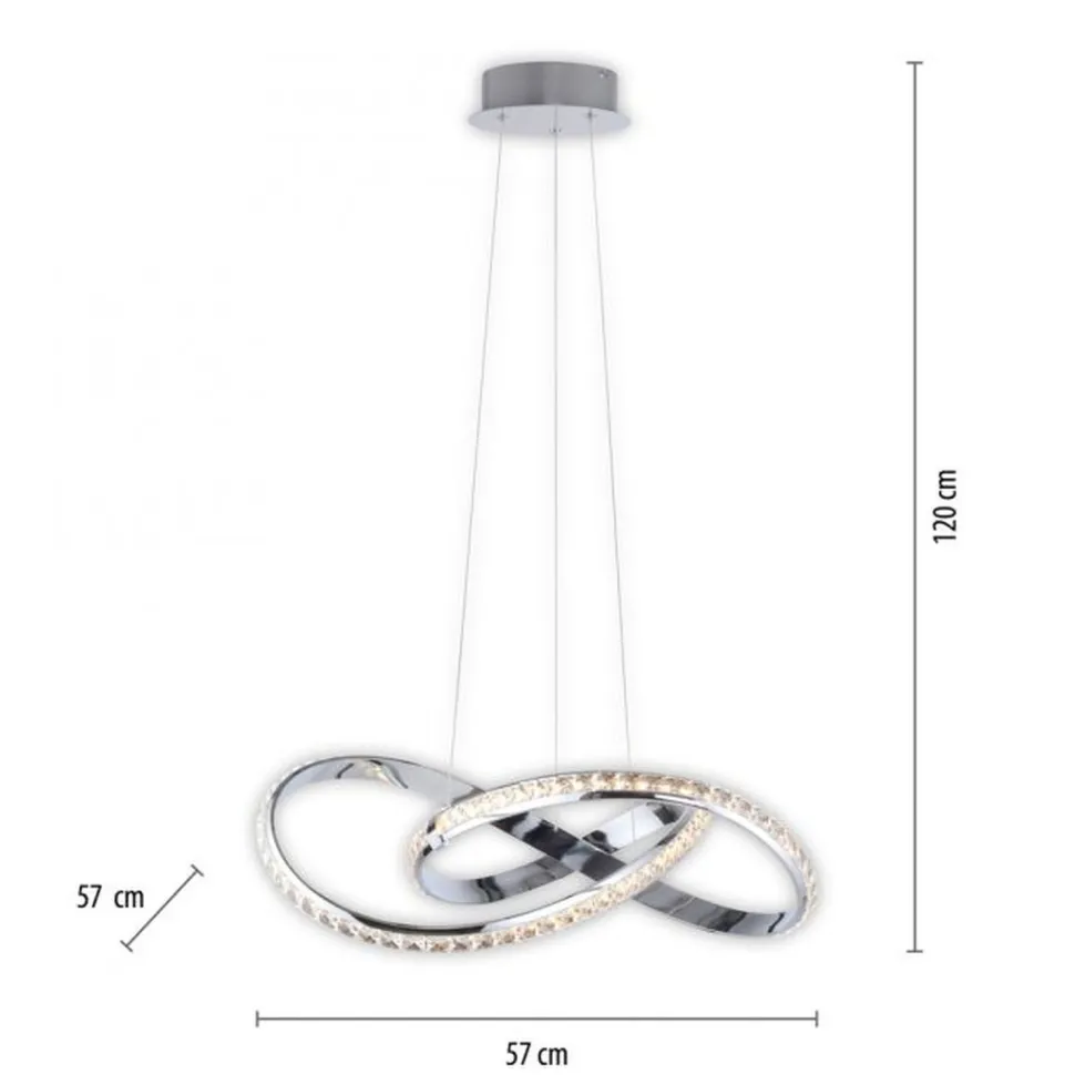 LED Hängelampe in Chrom dimmbar 30 W L:57 cm elegant