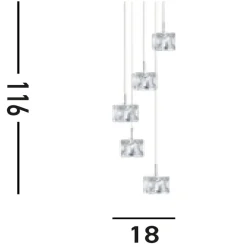 LED Hängelampe in Chrom Glas Metall 3000 K 5-flammig