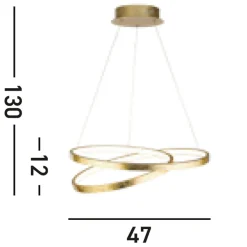LED Hängelampe in Gold Metall B:47 cm 42 W Ringe Modern
