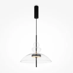 LED Hängelampe Metall Glas H: max. 358 cm Schwarz BRUNO