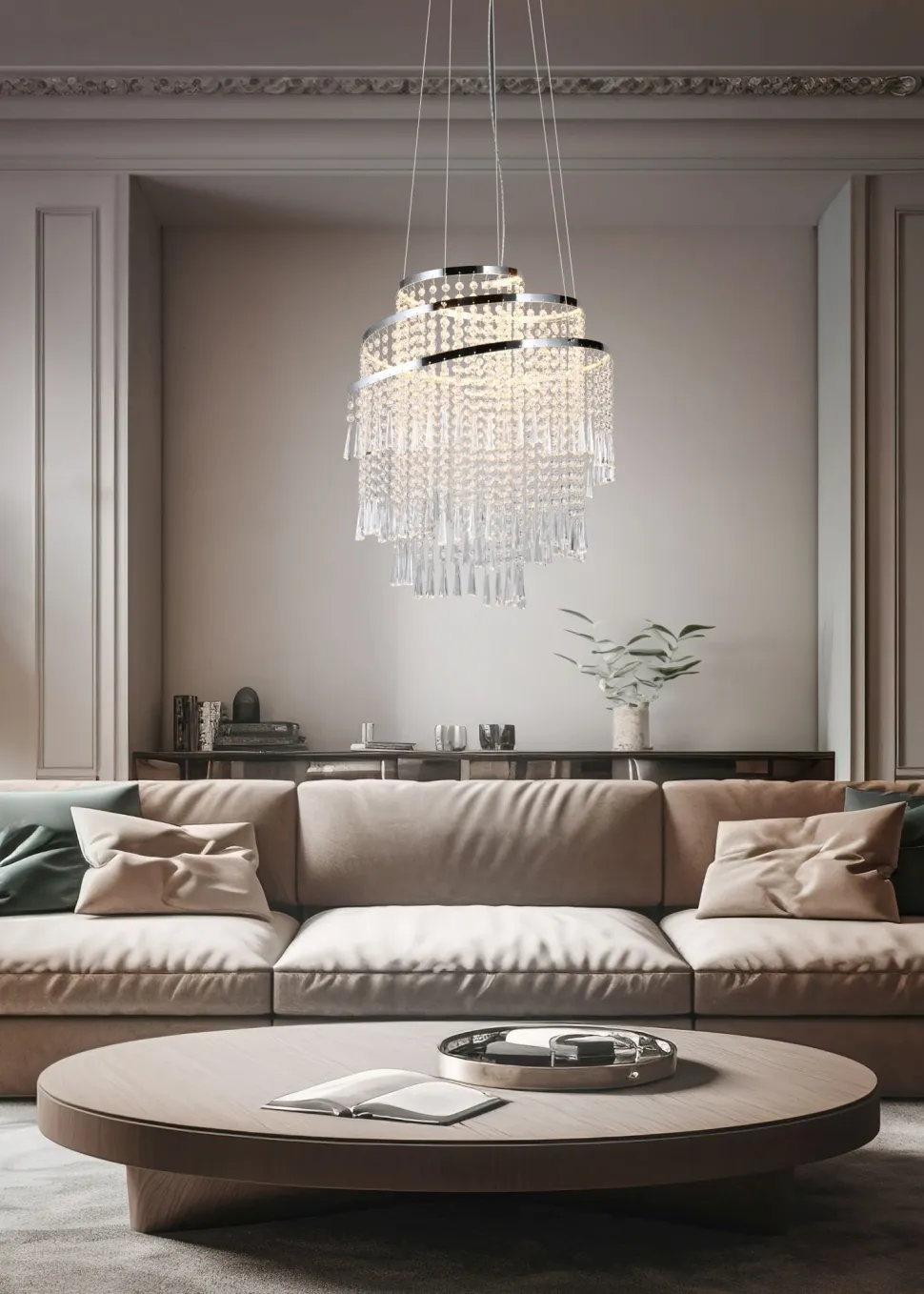 LED Hängelampe mit Fernbedienung dimmbar Chrom Acryl