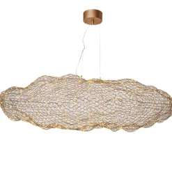 LED Hängelampe Modern 115 cm lang Draht Schirm in Gold