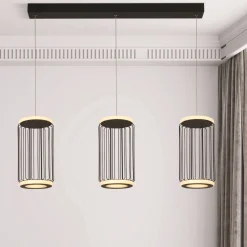 LED Hängelampe Schwarz Weiß Metall 3000 K 996 lm B: 90 cm