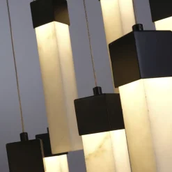 LED Hängelampe Stahl Harz Ø60 cm 3000 K Schwarz Marmor