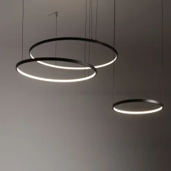 LED Hängelampe XXL 3000 K 1600 lm Schwarz Metall 3 Ringe