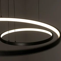 LED Hängelampe XXL 3000 K 1600 lm Schwarz Metall 3 Ringe