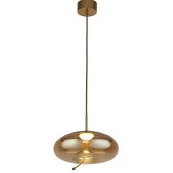 LED Hängeleuchte Glas Metall Ø 31 cm in Messing Bernstein