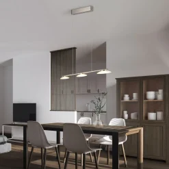 LED Hängeleuchte Metall Glas Nickel 3-flammig 102 cm