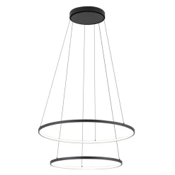 LED Hängeleuchte rund 2 Ringe Ø 60 cm + Ø 45 cm Schwarz 3000 K