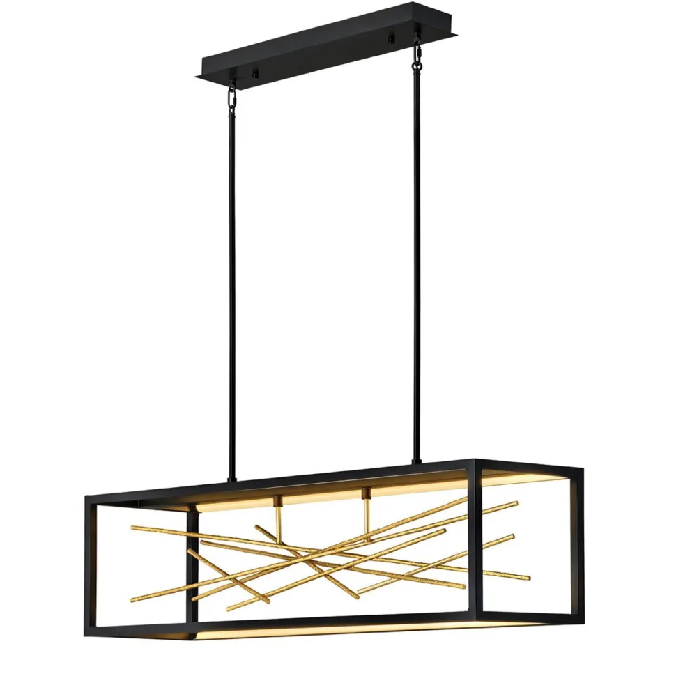 LED Hängeleuchte Schwarz Gold 113 cm lang 3000 K verstellbar