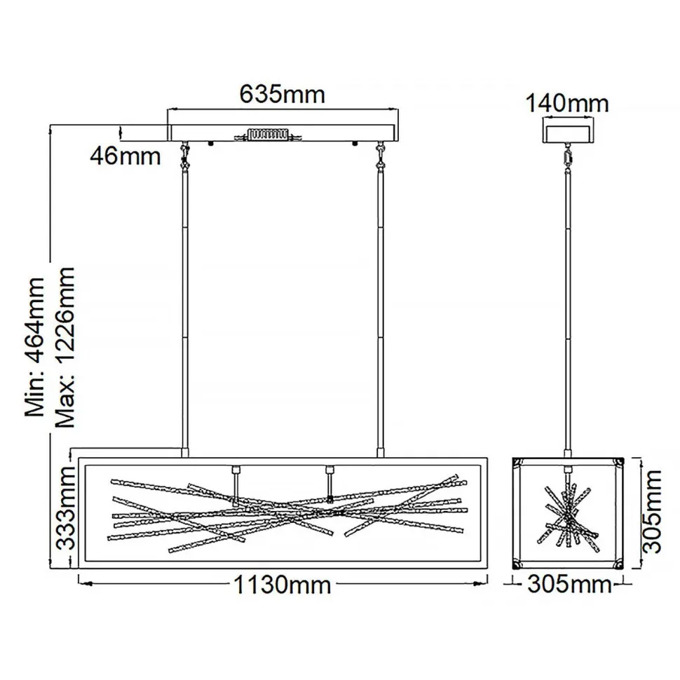 LED Hängeleuchte Schwarz Gold 113 cm lang 3000 K verstellbar