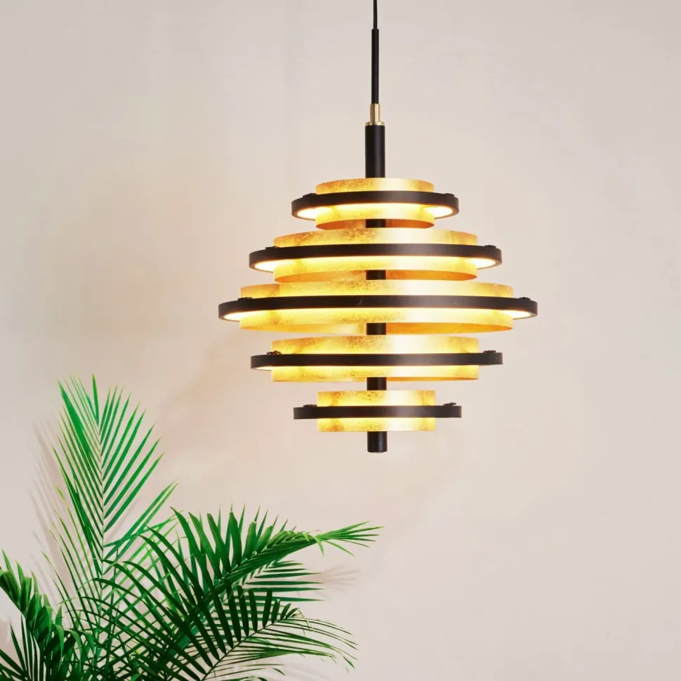 LED Hängeleuchte Schwarz Gold 2700 K rund Ø 40 cm Metall