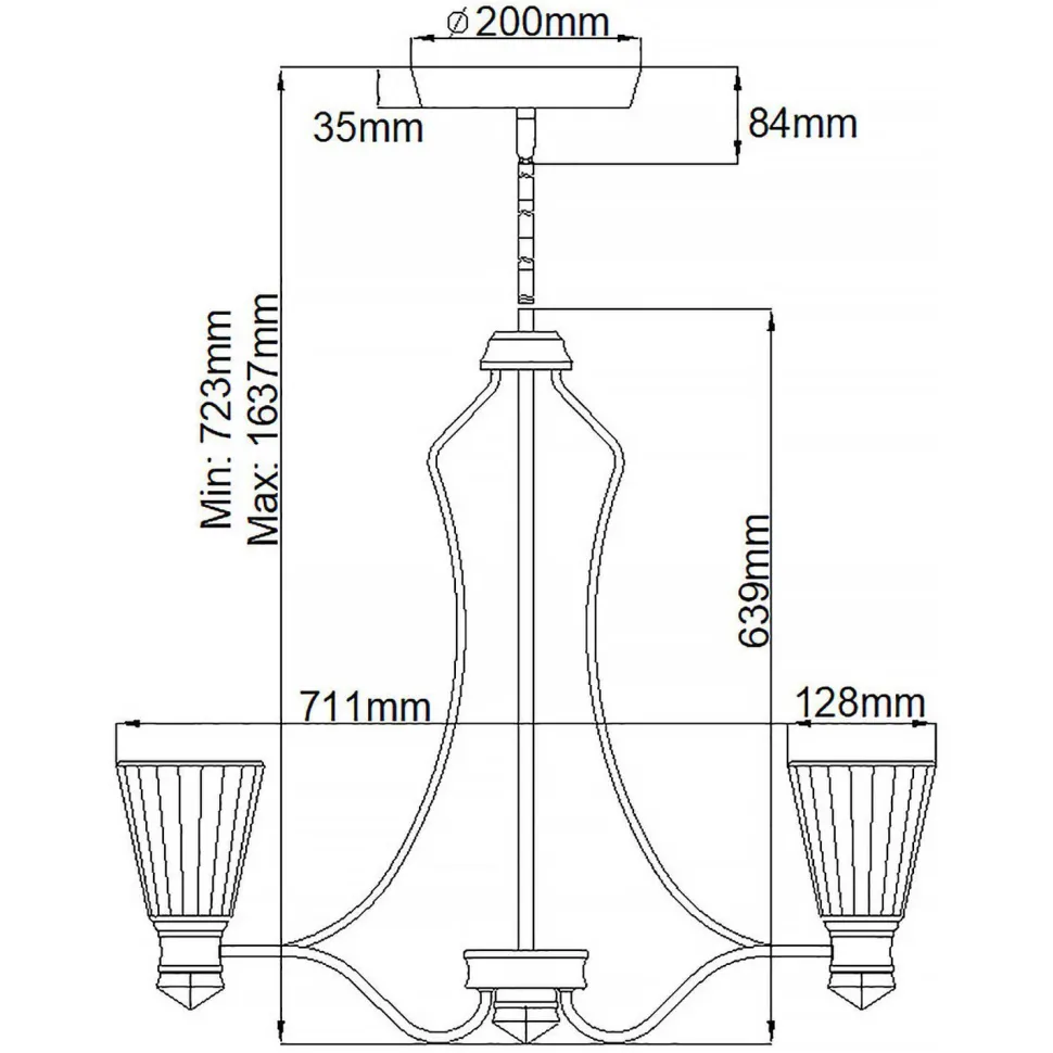 LED Kronleuchter Glas Metall IP44 B: 71,1 cm Bad Wohnzimmer
