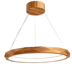 LED Kronleuchter Ring Teak Holz Furnier 3000 K Modern