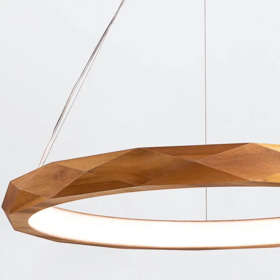 LED Kronleuchter Ring Teak Holz Furnier 3000 K Modern