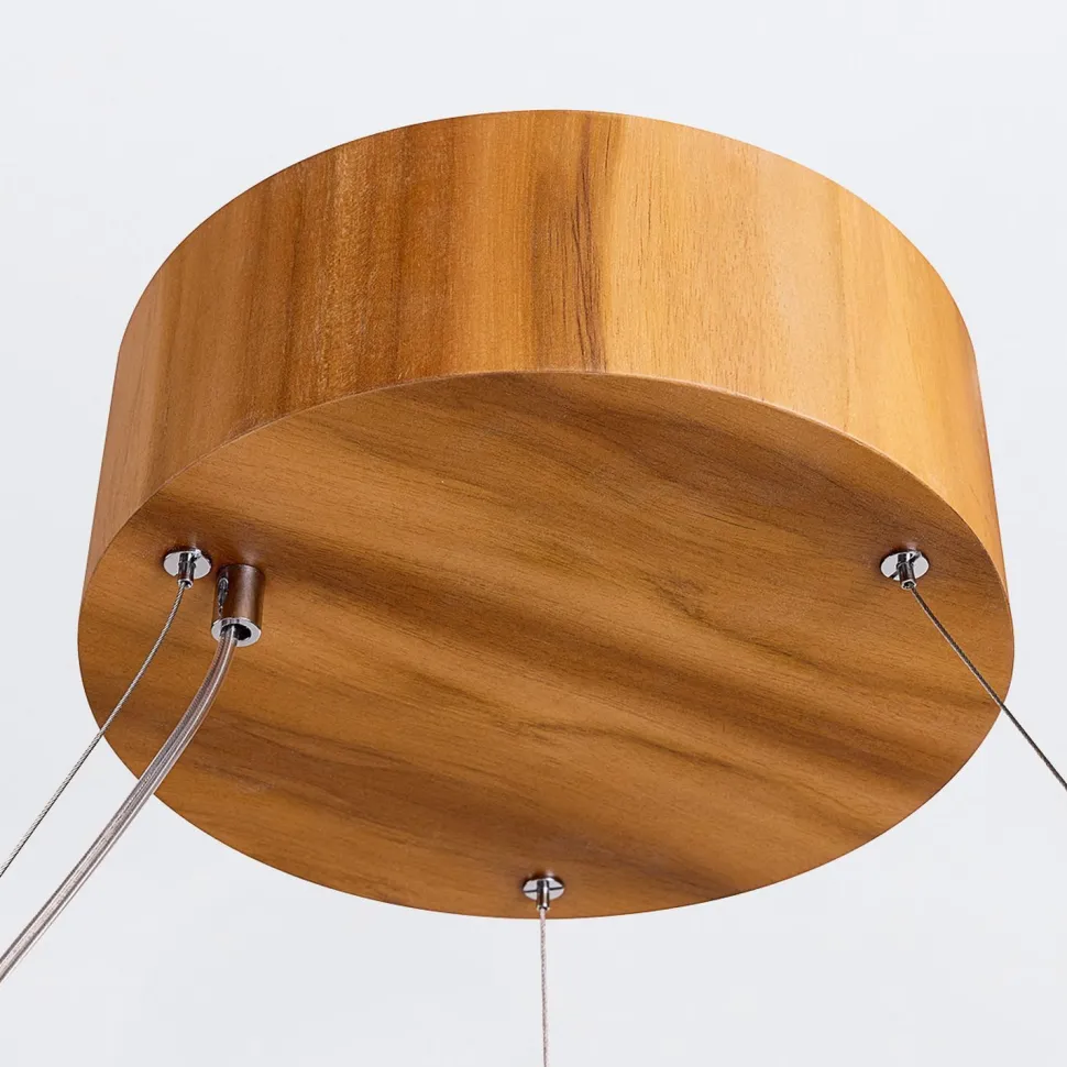 LED Kronleuchter Ring Teak Holz Furnier 3000 K Modern