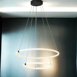 LED Kronleuchter Schwarz matt Weiß 3000 K Ø 59 cm