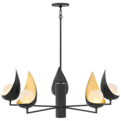 LED Kronleuchter Schwarz Gold Weiß Ø 91,4 cm verstellbare Höhe