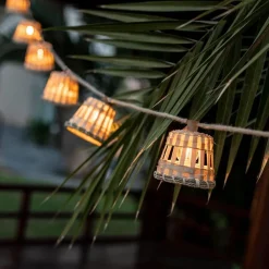 LED Lichterkette außen Bambus Lampenschirme 2700 K IP44