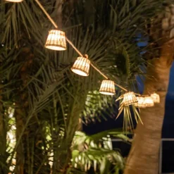 LED Lichterkette außen Bambus Lampenschirme 2700 K IP44