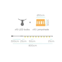 LED Lichterkette außen Bambus Lampenschirme 2700 K IP44