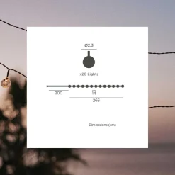 LED Lichterkette außen Solar IP44 266,6 cm lang 1800 K