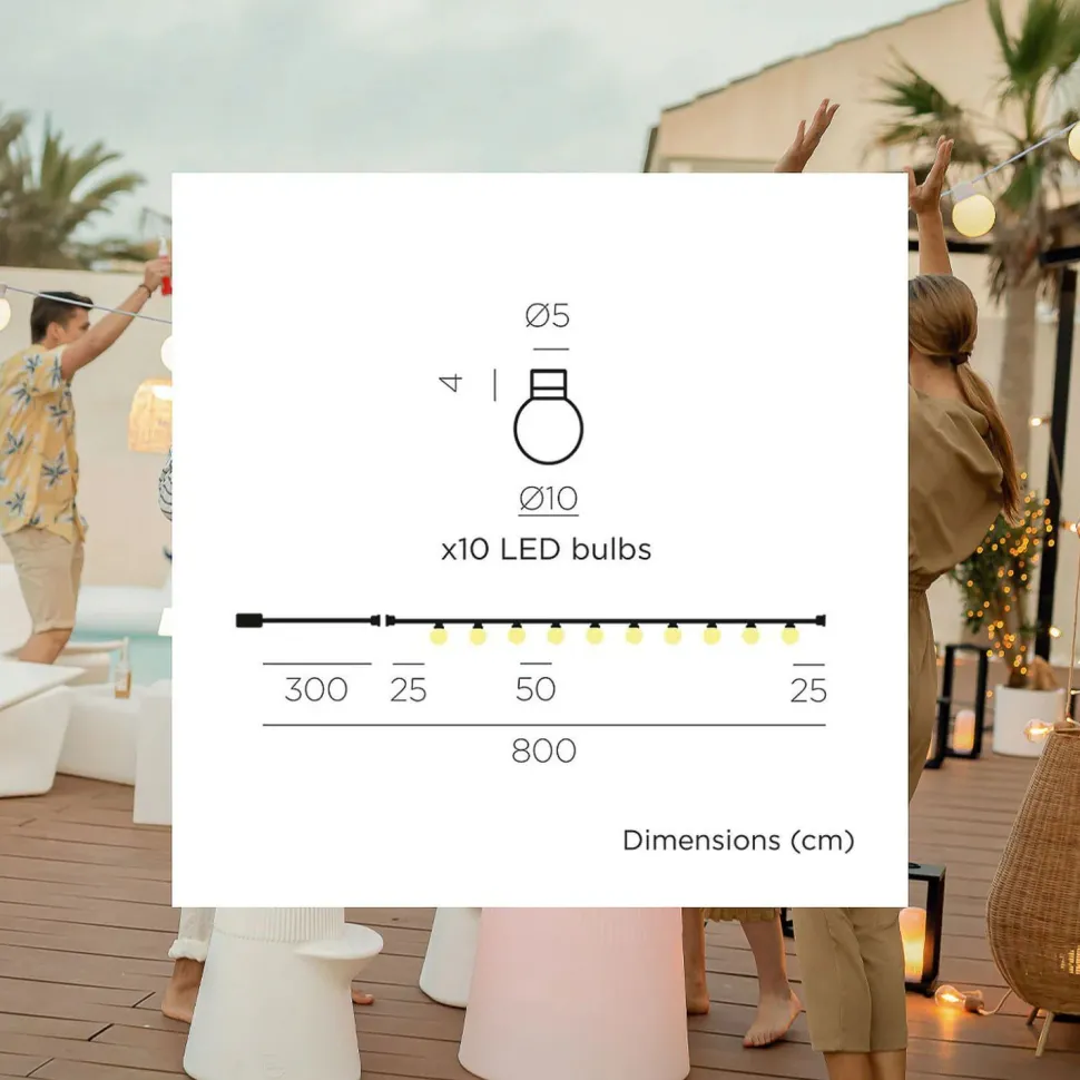 LED Lichterkette außen Weiß IP44 3000K 5m Stecker Kabel