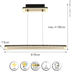 LED Pendelleuchte Aluminium Gold Schwarz 3000 K 70 cm