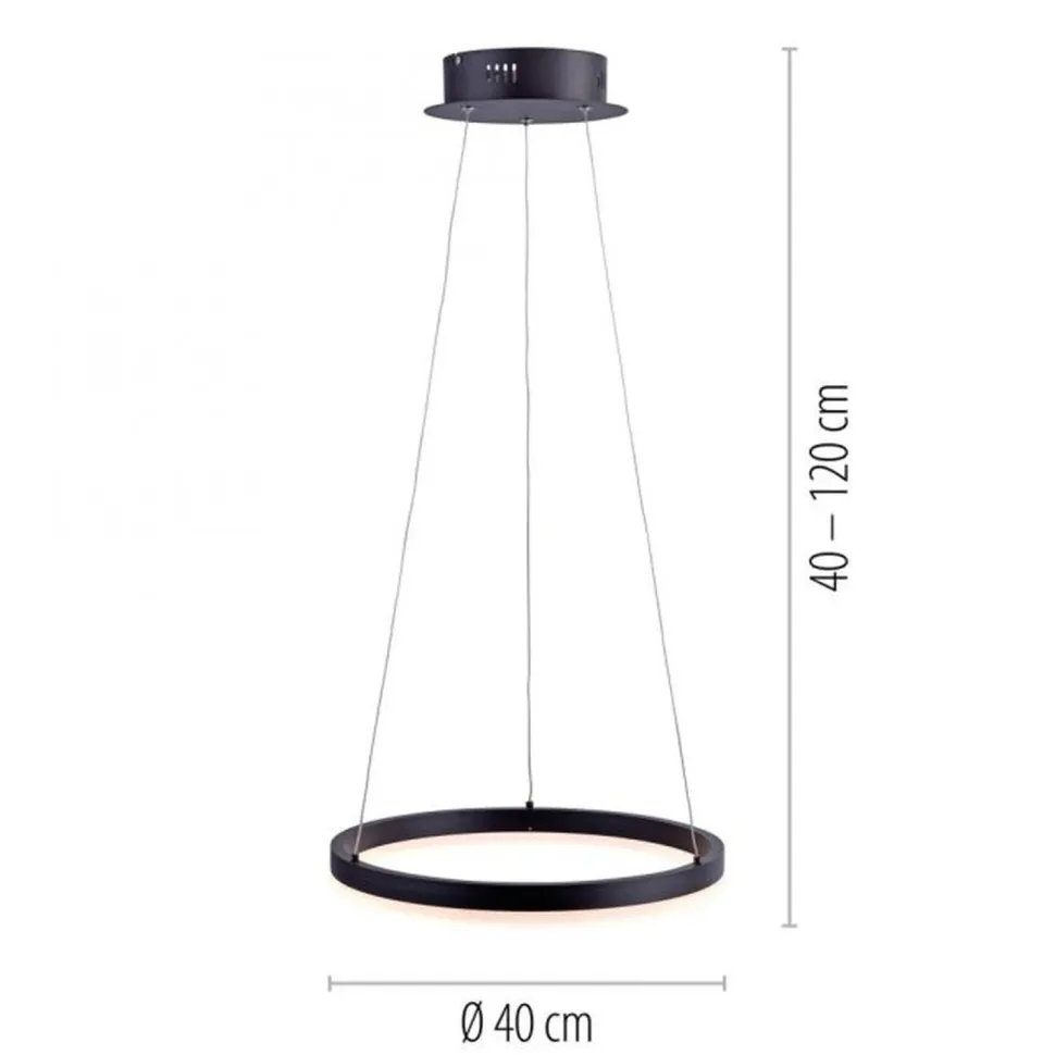 LED Pendelleuchte Anthrazit warmweiß 3000 K Ø40 cm Ring