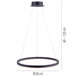 LED Pendelleuchte Anthrazit dimmbar 3000 K Ø60 cm Ring