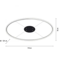 LED Pendelleuchte Anthrazit oval 3000 K 118 cm dimmbar