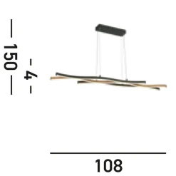 LED Pendelleuchte dimmbar Schwarz Metall 108 cm Wellen