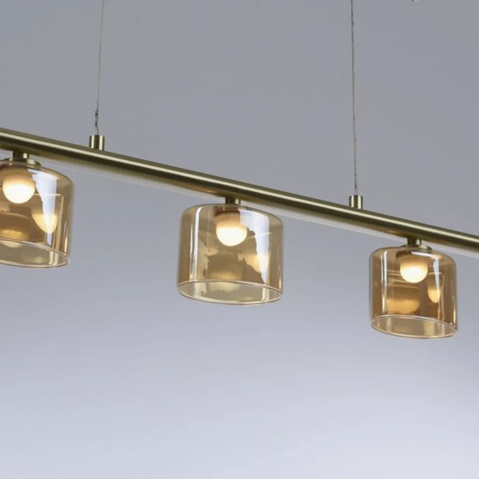 LED Pendelleuchte Glas in Bernstein blendarm 80 cm 20 W