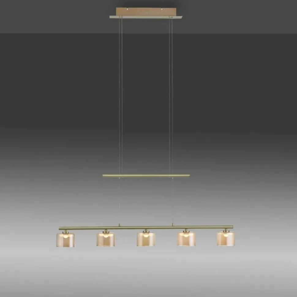 LED Pendelleuchte Glas in Bernstein blendarm 80 cm 20 W