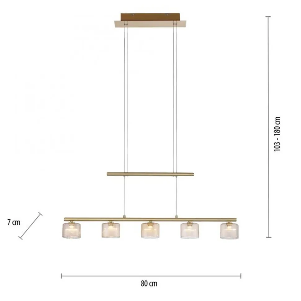 LED Pendelleuchte Glas in Bernstein blendarm 80 cm 20 W