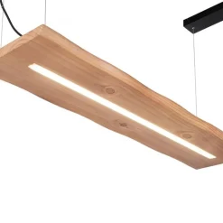 LED Pendelleuchte Holz Fernbedienung L:120 cm dimmbar