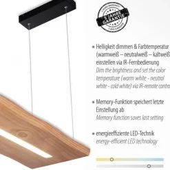 LED Pendelleuchte Holz Fernbedienung L:120 cm dimmbar