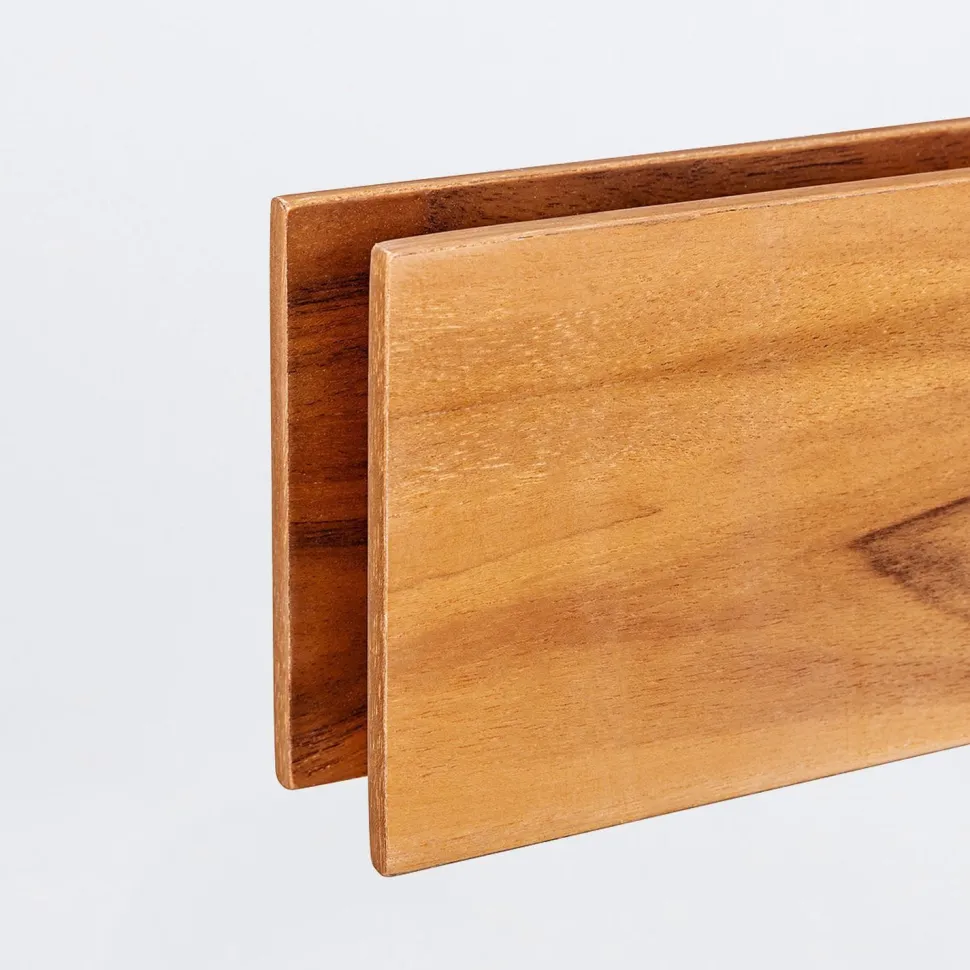 LED Pendelleuchte Holz Furnier Teak 3000 K 127 cm lang