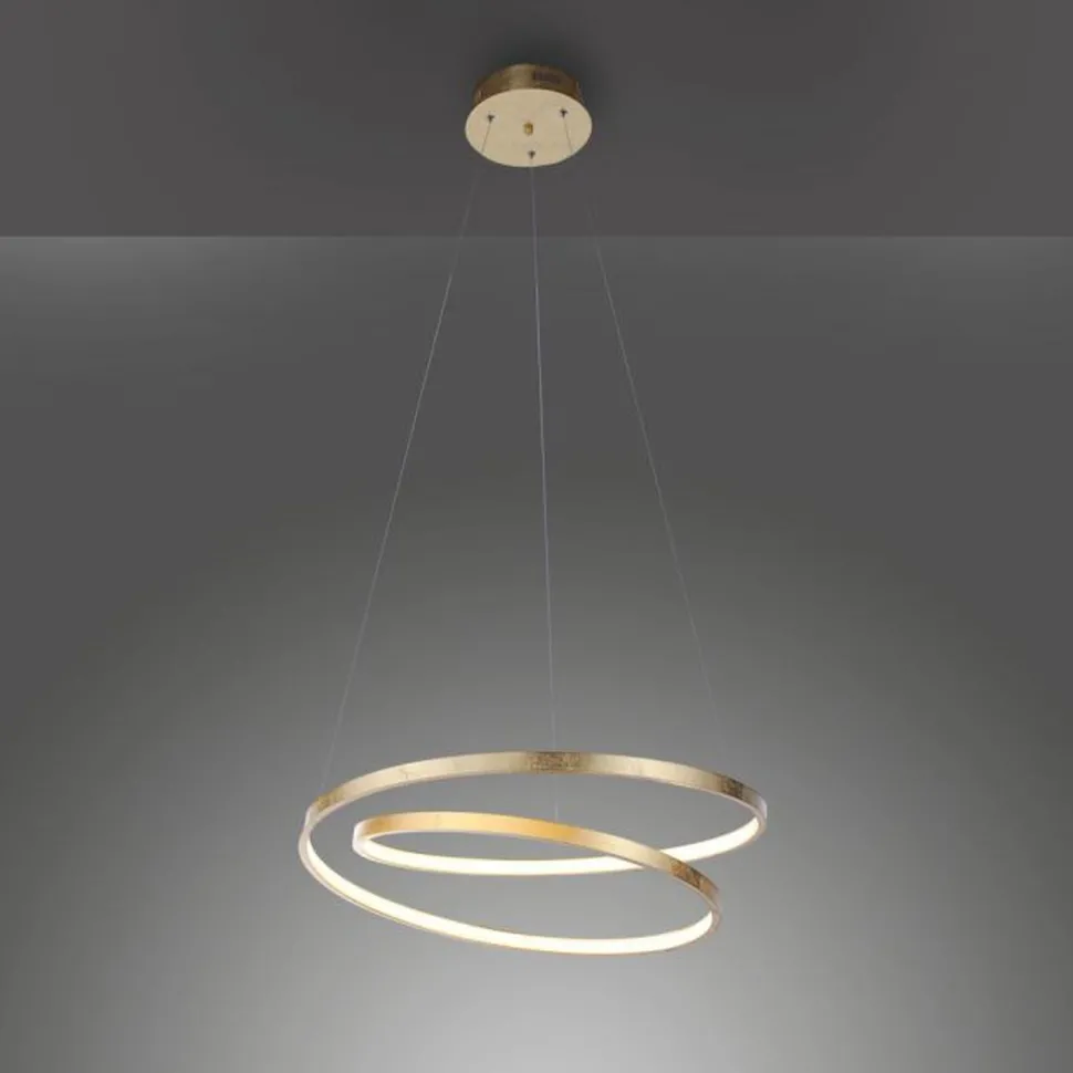 LED Pendelleuchte in Blattgold B:55 cm 4000 lm dimmbar