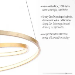LED Pendelleuchte in Blattgold B:55 cm 4000 lm dimmbar