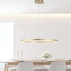 LED Pendelleuchte in Messing dimmbar 3000 K Ø80 cm Ring