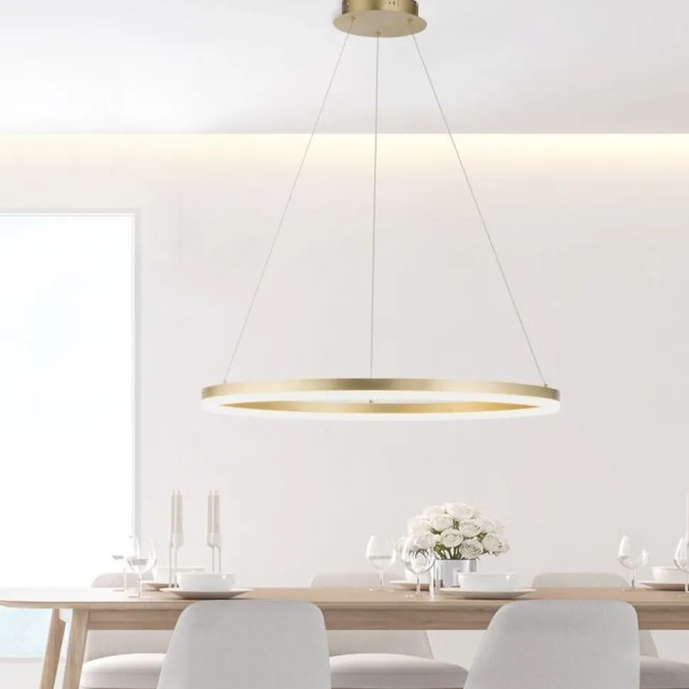 LED Pendelleuchte in Messing dimmbar 3000 K Ø80 cm Ring