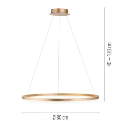 LED Pendelleuchte in Messing dimmbar 3000 K Ø80 cm Ring
