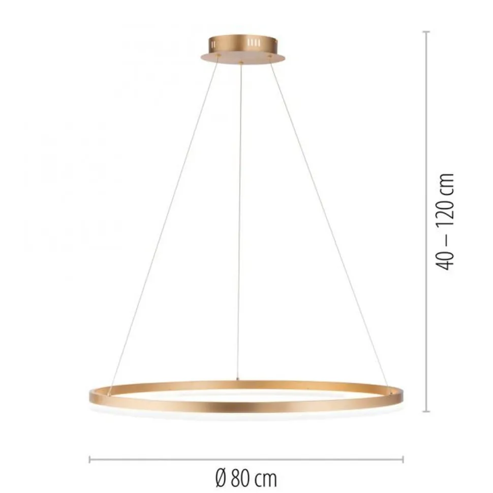 LED Pendelleuchte in Messing dimmbar 3000 K Ø80 cm Ring