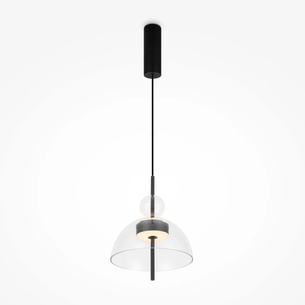 LED Pendelleuchte Metall Glas H: max. 348 cm Schwarz