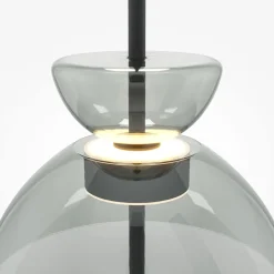 LED Pendelleuchte Metall Rauchglas H: max. 348 cm BRUNO