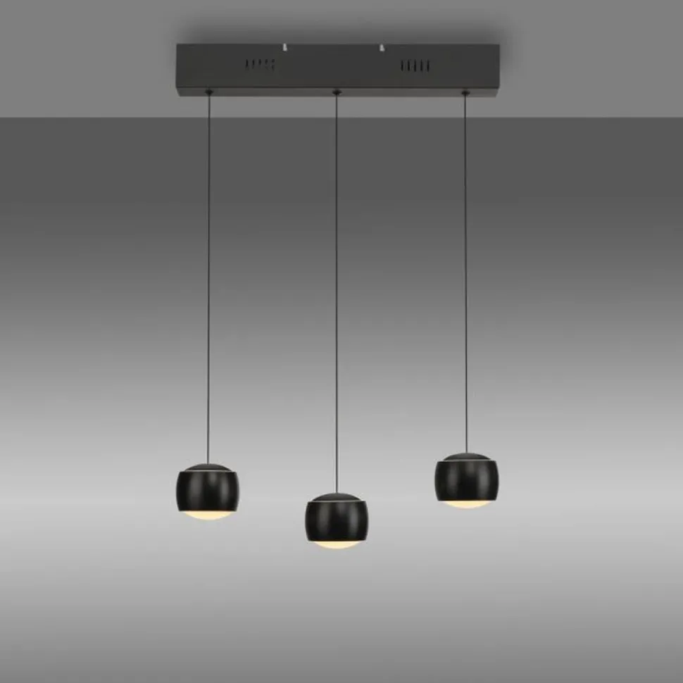 LED Pendelleuchte Metall warmweiß 60 cm 800 lm Schwarz