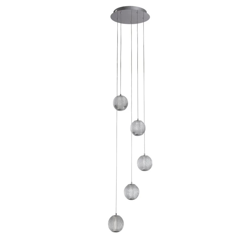 LED Pendelleuchte Metall 5-flammig 21 W L:30 cm Chrom