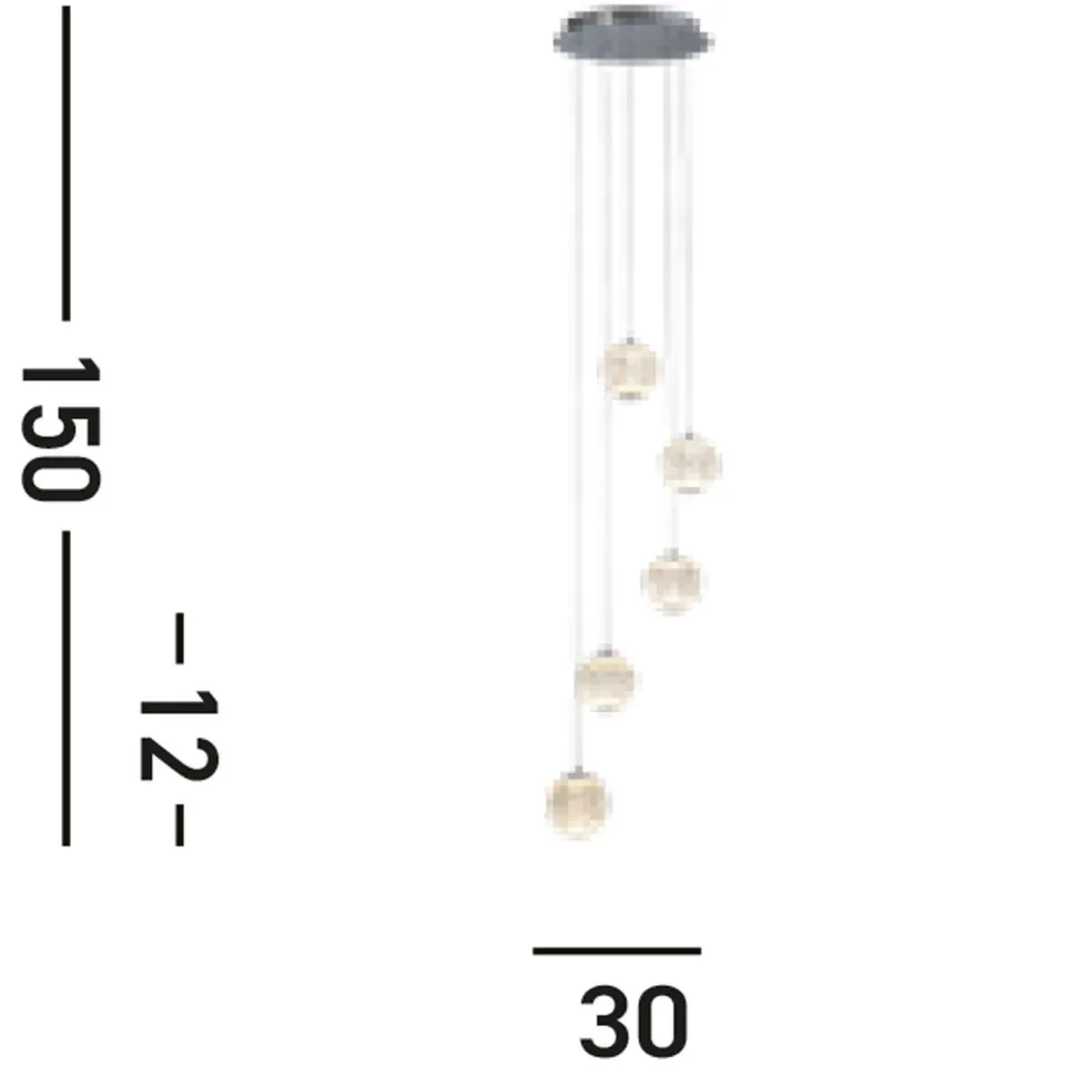 LED Pendelleuchte Metall 5-flammig 21 W L:30 cm Chrom